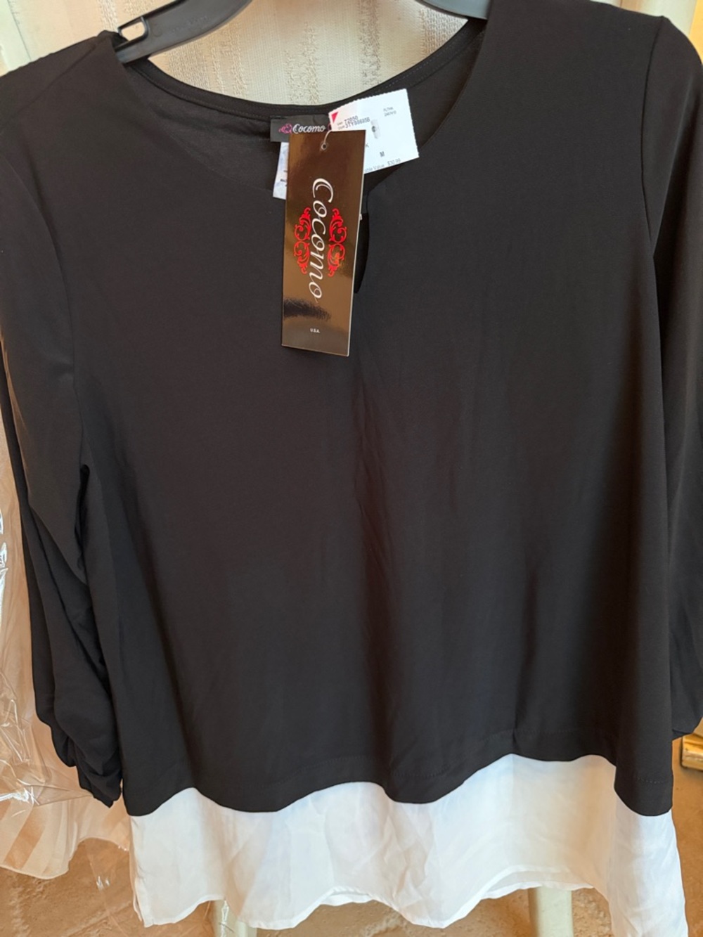 Cocomo Black Tunic with White Layered Hem